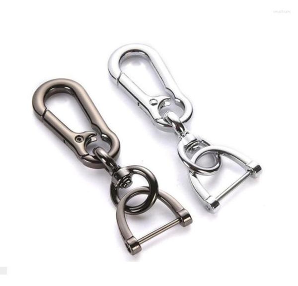 

keychains 50pcs highgrade metal car keychain 360 degree d shape rotating horseshoe buckle jewelry key rings holder genuine bag pe4989825, Silver
