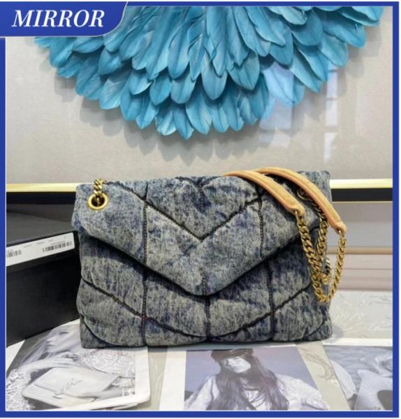 

mirror loulou puffer denim jeans bags three sizes shoulder bag women tote handbag purse frosted cowhide cowboy crossbody handbags 8024614