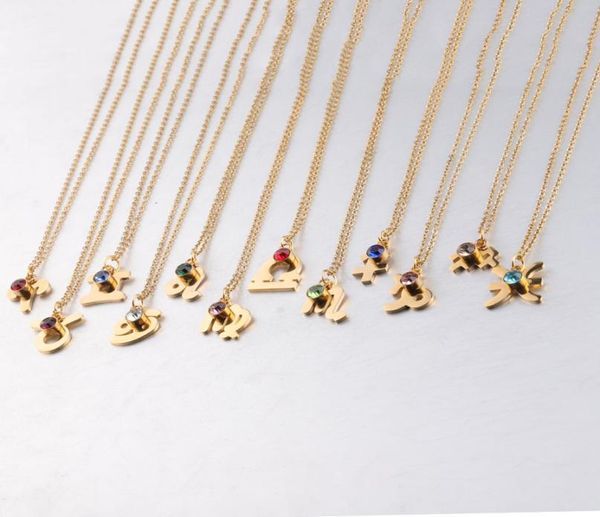 

stainless steel 12 zodiac constellation signs pendant necklace crystal birthstone necklace women friend fashion design birthday gi3219190, Silver