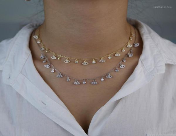 

chokers gold silver color classic fashion 5a cubic zirconia cz station chain turkish charm women lucky cute choker necklace11788323, Golden;silver