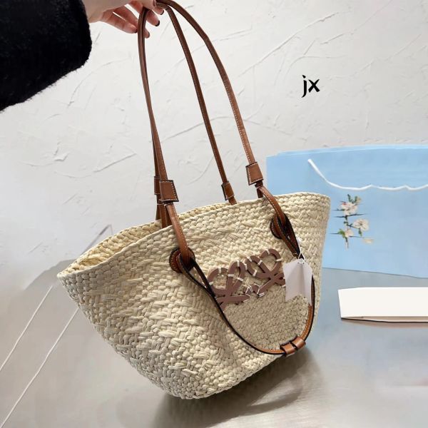 

woman raffia basket straw anagram shoulder bag fold shopper a5 tote handbag men designer bag beach bags luxury bucket pochette summer weave