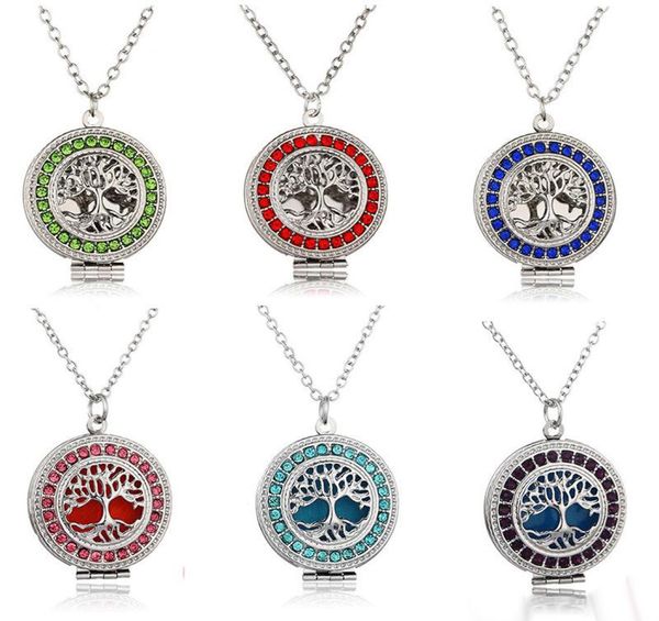 

new perfume aroma diffuser locket necklaces tree of life pendant magnetic perfume locket with felt pads cage pendant jewelry 7 col1605869, Silver