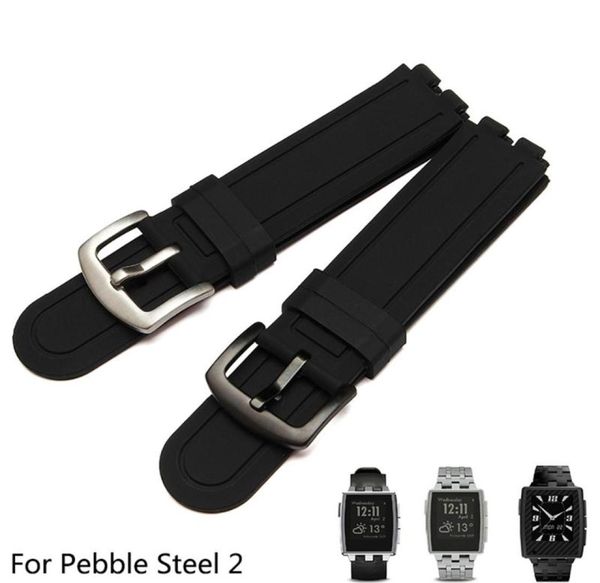 

watch bands smart watchband 22mm for pebble steel 2 quality silicone band mens soft strap8984019, Black;brown