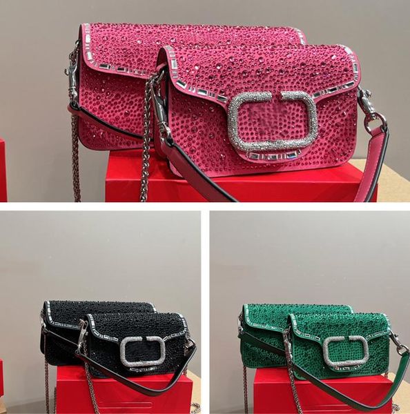 

women bag crystal shoulder bag chain cross-body metal v logo imported cowhide fashion clasp crossbody bag