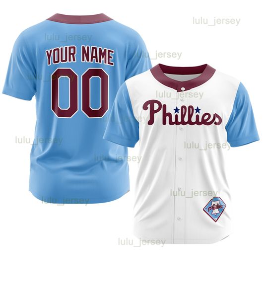 

customized baseball phillies jersey fashion city t-shirt college/team uniform for men women youth fans, Blue;black