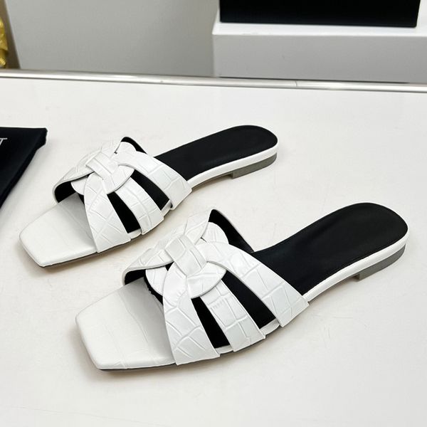 

luxury designer leather vacation high-end womens shoes flat bottomed open toe outdoor beach shoes sandals and slippers womens shoes sizes 35, Black