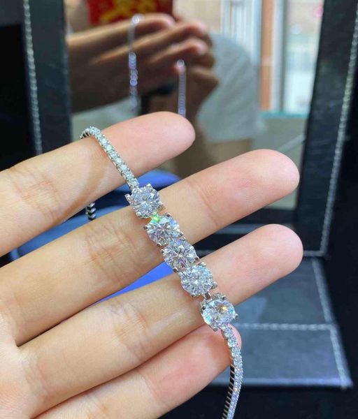 

inbeaut 925 silver total 5 ct round excellent cut d color pass diamond test cow head beads bracelet gift 2105124904781, Golden;silver