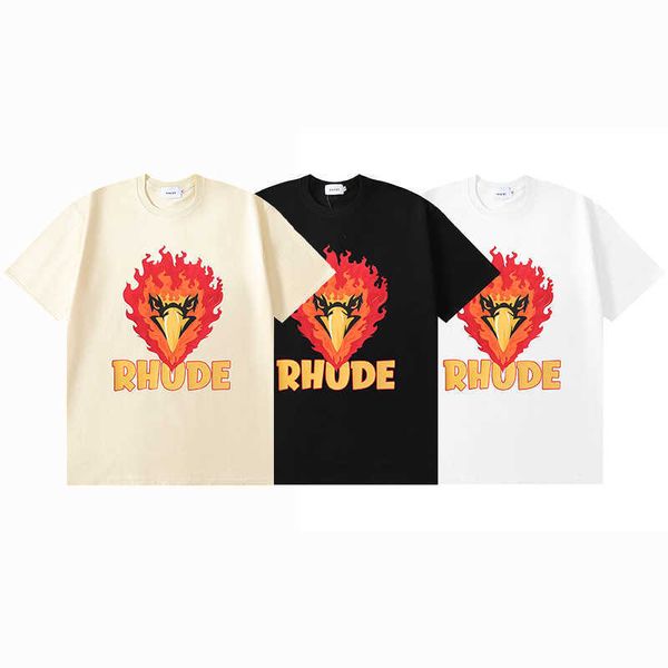 

7m3b 2023 men's and women's t shirts fashion designer brand rhude 2023ss summer eagle flame eagle short sleeve, White;black