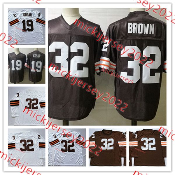 

mens #32 jim brown football jersey stitched #19 bernie kosar jerseys s-3xl, Black