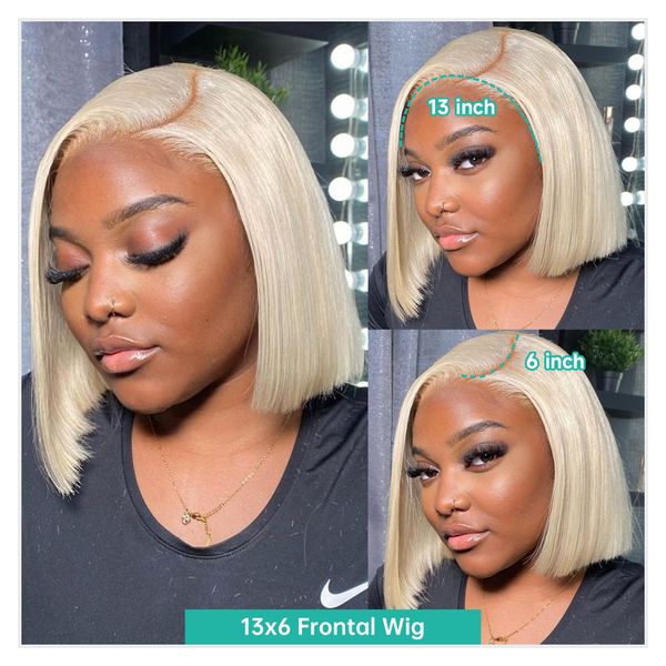 

613 hd lace frontal wig honey blonde colored human hair wigs for women 180% 4x4 closure 13x4 straight lace front short bob wig, Black;brown