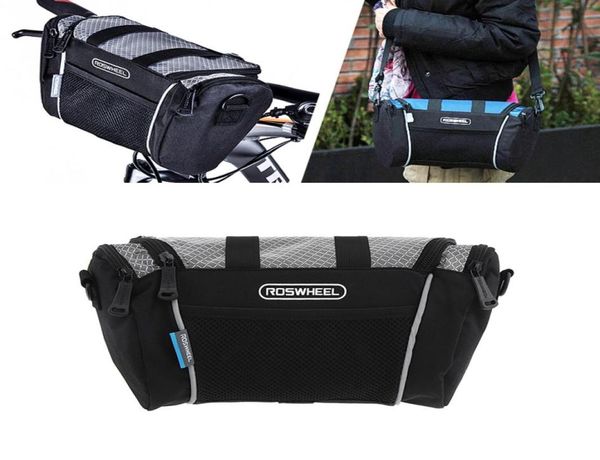 

roswheel 5l road mountain bike handlebar bag bicycle front tube pocket shoulder bag pack outdoor sports cycling hiking bag mx200711967142