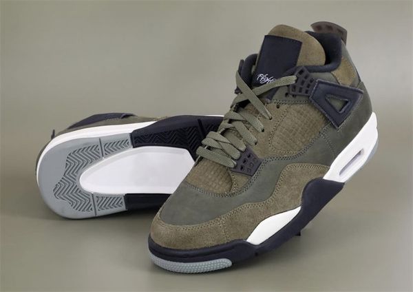 

air authentic 4 craft medium olive fb9927-200 4s men women trainers sports sneakers green with original box 36-47.5