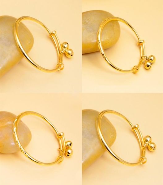 

europe and america new fashion design children jewelry 24k yellow gold bell bangles for babies kids children nice gift8562151, Black