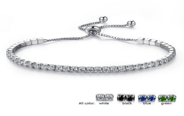 

white gold plated pave cz zirconia tennis link chain bracelet for women clear blue green black gemstone crystal bracelets jewelry9841791