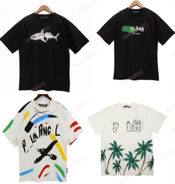

mens t-shirt graffiti palms palmangel city designer limited inkjet letter printing men's women's sailboat short-sleeved casual hip, White;black