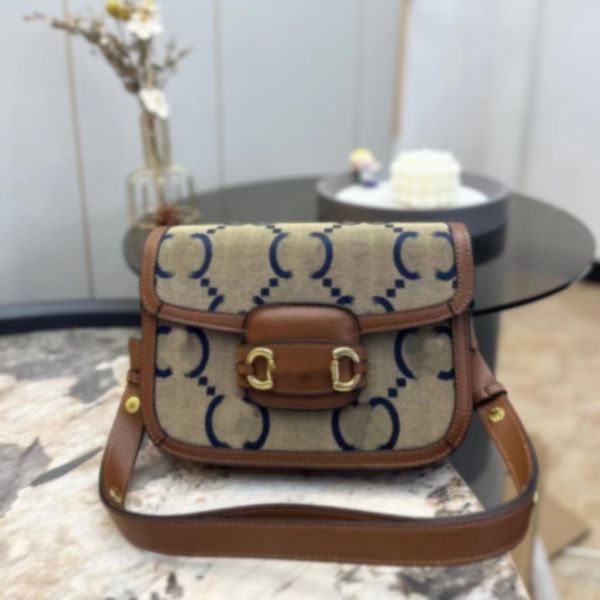 

designer bag women luxury 1955 vintage messenger bags genuine leather handbag shoulder bag blue letters with logo crossbody