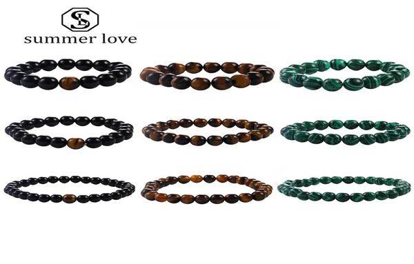 

6mm 8mm 10mm malachite tiger eye agate stone beads bracelet for women men fashion designer elastic nature stone bracelet jewelry g7949861, Black