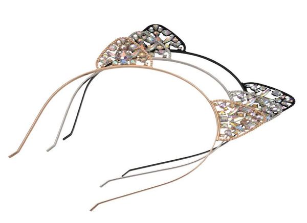 

hair accessories cat ear headband for kids and 3 colors head hoop rhinestones metal hairband christmas gift1376145, Silver