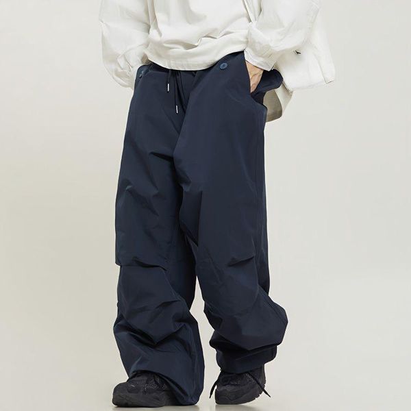 

pants houzhou parachute wide leg pants for men american street overalls cargo trousers male hip hop loose casual oversize straight, Black
