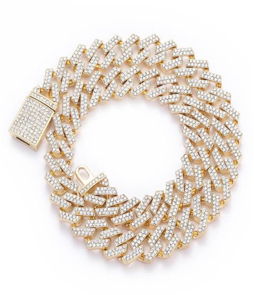 

iced out chain men jewelry hip hop new micro pave rhinstone 15mm cuban link chains big heavy chunky necklace1933765, Silver