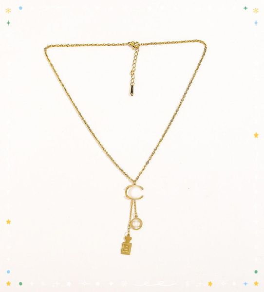 

never fading 14k gold plated luxury brand designer pendants necklaces stainless steel letter choker pendant necklace chain jewelry4612916, Silver