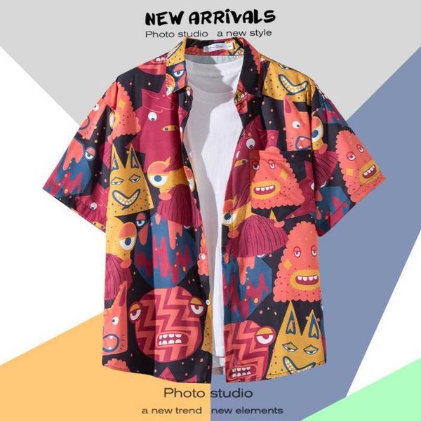 

summer spring resort shirt for men custom printed graphic beach hawaiian short sleeve mens hawaiian shirt as, White;black