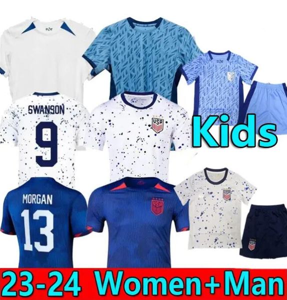 

usas 23 24 uswnt 4 stars women soccer jerseys kids kit morgan usmnt 2024 2023 maillot france football shirts englands america kids kits trai, Black;yellow