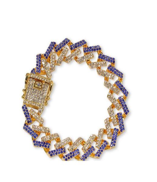 

personality 8inch 15mm hip hop punk men039s bracelets bling iced out cubic zircon miami curb cuban link chain bracelet jewelry 5624268, Golden;silver
