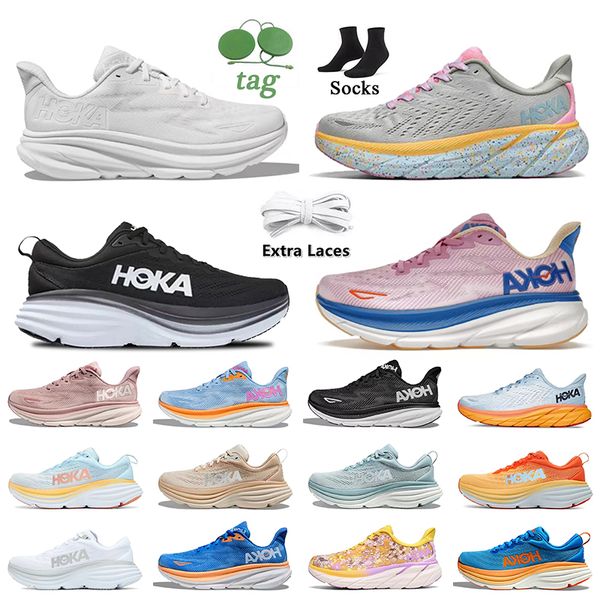 

2023 designer running shoes hoka one bondi clifton 8 carbon x 2 mens sneaker triple black white amber yellow cloud floral goblin blue luxury