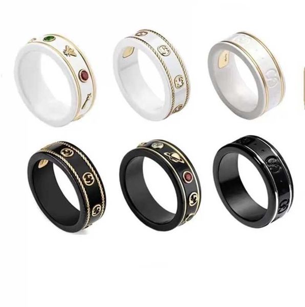 

designer jewelry bracelet necklace ceramic men women black white steel stone bee planet simple sterling couple ring, Silver