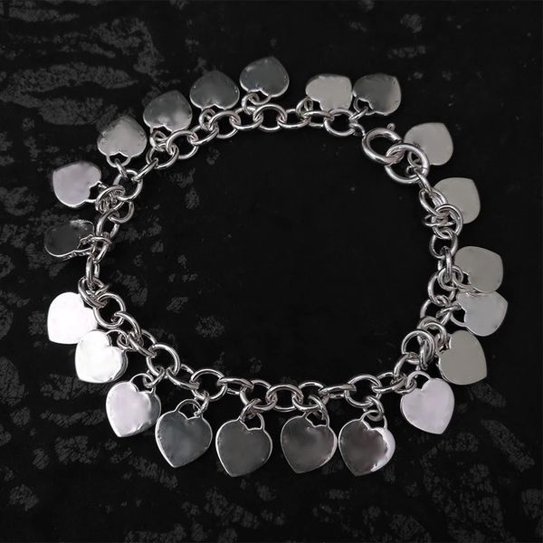 

return hearts charm bracelets famous 925 sterling silver designer brand classic charm diy love tag bracelet multi heart label exquisite men, Golden;silver