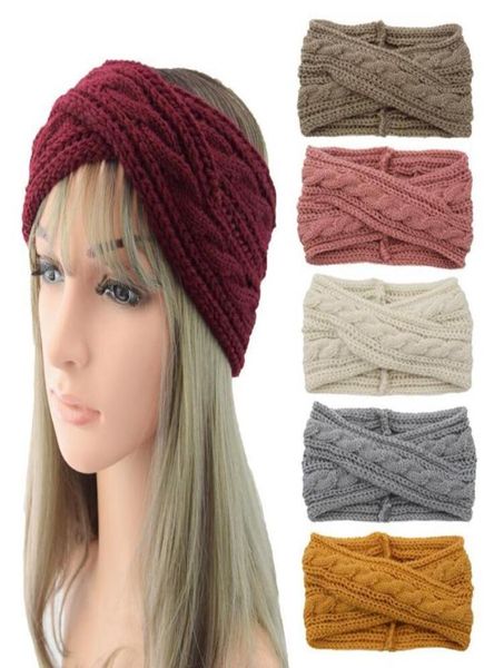 

24 colors knitted crochet headband women turban yoga head band winter sports hairband ear muffs cap headbands5821843, Silver