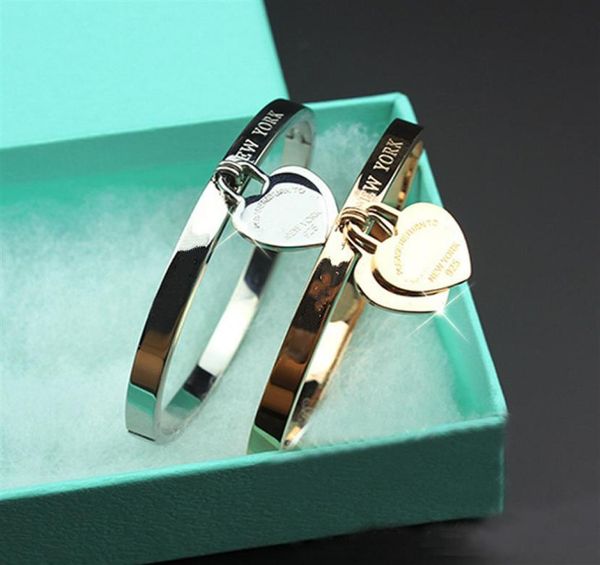 

316ltitanium steel rose gold bangles whole gold love braceletbangle for woman jewelry exquisite heart women gift191z3051258, Black