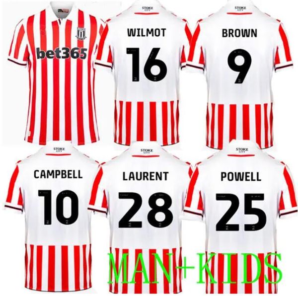 

23 24 stoke city mikel campbell soccer jerseys smith fletcher powell brown clucas home kits 2023 baker men kids kit football shirts uniforms, Black;yellow
