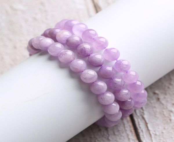 

8mm natural purple jade beads strands braelet lavender crystal stone bracelets jewelry8995075, Black