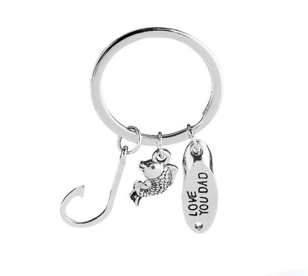 

fishing keychain father039s day gift hand stamped fish hook charms key chain personalized catch keyring gifts for dad7844273, Slivery;golden