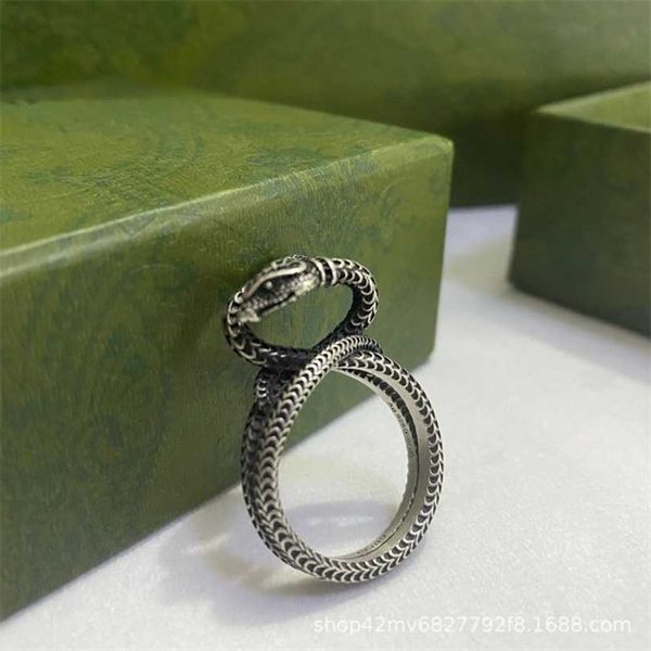 

50% off designer jewelry bracelet necklace ring spirit snake three-dimensional winding old couple's ring tide, Silver