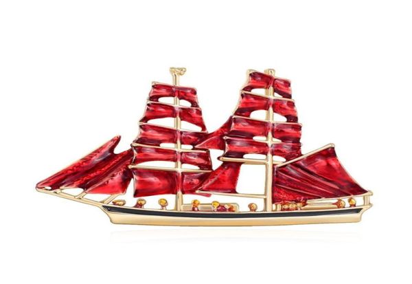 

sailboat brooches red enamel ship brooch for women and men suit corsage hats pins jewelry accessories gift5118984, Gray
