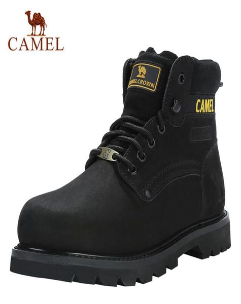 

camel men039s shoes quality tooling boots genuine leather army male tactical military botas rubber cool work shoes man size 415324149, Black