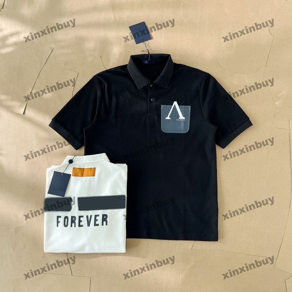 

xinxinbuy men designer tee t shirt 23ss forever pocket pattern print short sleeve cotton women red white black yellow blue s-2xl, Black;brown