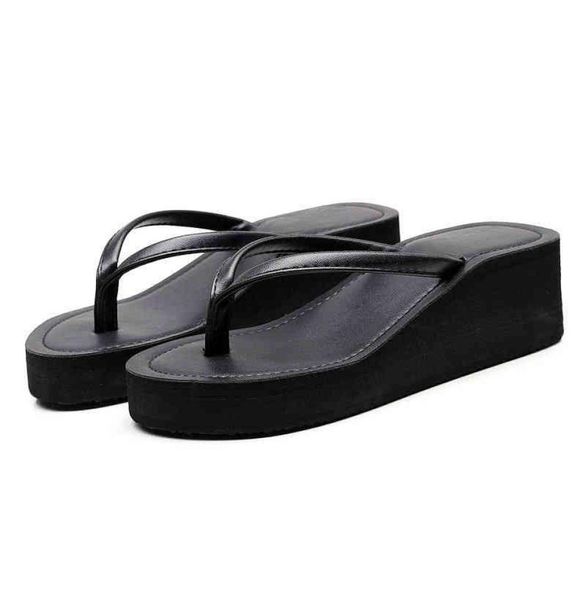 

beach shoes thick soled slippers women039s summer fashion wearing highheeled beach sandals flip flops and flip flops1050782, Black