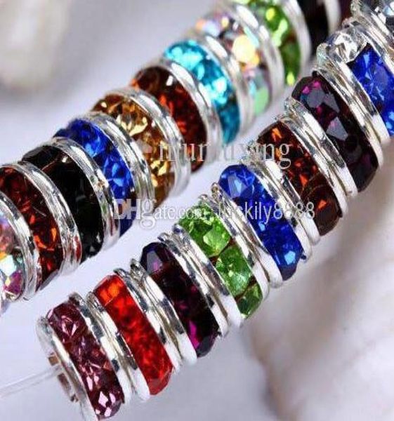 

whole 500pcs mixed color crystal rondelle spacer beads 8mm 2349182, Bronze;silver