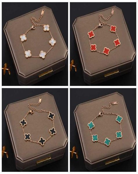 

charm bracelets fashion design colorful clover charm bracelet 18k rose gold stainless steel jewelry for gift8971472, Golden;silver