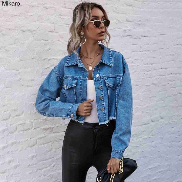 

mikaro mikaro 30659-4 # women's ins fashion loose short denim jacket autumn winter, White