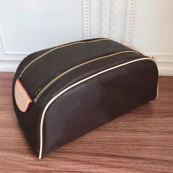 

2023 women cosmetic bag canvas leather clutch bag lady handbag double zipper purse fashion hand bag old flower toiletry makeup bags high qua, Black;red