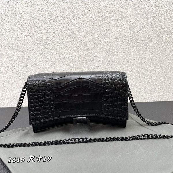 

luxury designer tote bag crocodile stripe crossbody bag women's handbag purse button hardware hourglass chain bag mini flip wallet blac
