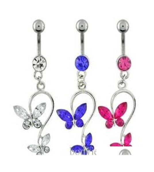 

5 colors bowknot style belly button navel rings body piercing jewelry dangle accessories fashion charm 10pcslot 7212 mak6z7851043, Silver