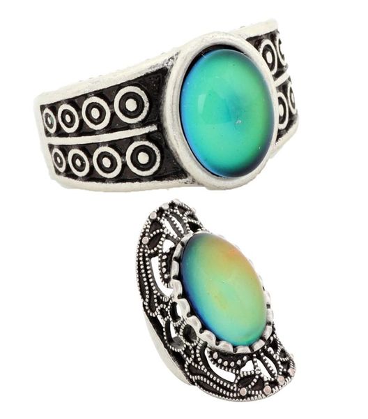 

mood rings online antique silver plated color change alloy ring rs0070346505786, Golden;silver