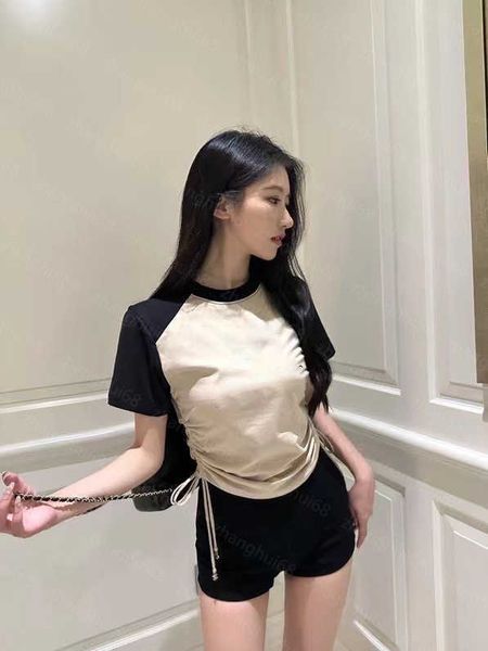 

23ss tee womens t-shirt womens designer clothing round neck pure cotton color letter logo printing draw rope short sleeve t-shirt womens clo, White