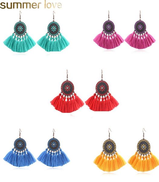 

fashion bohemian tassel earrings for women vintage statement drop earring blue red yellow big dangle fringe earrings jewelry3283970, Silver